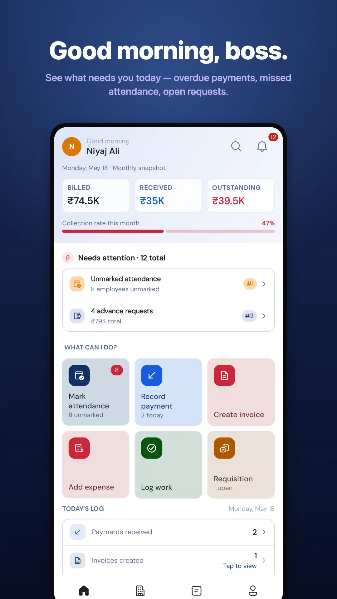 PipeLine — Home dashboard
