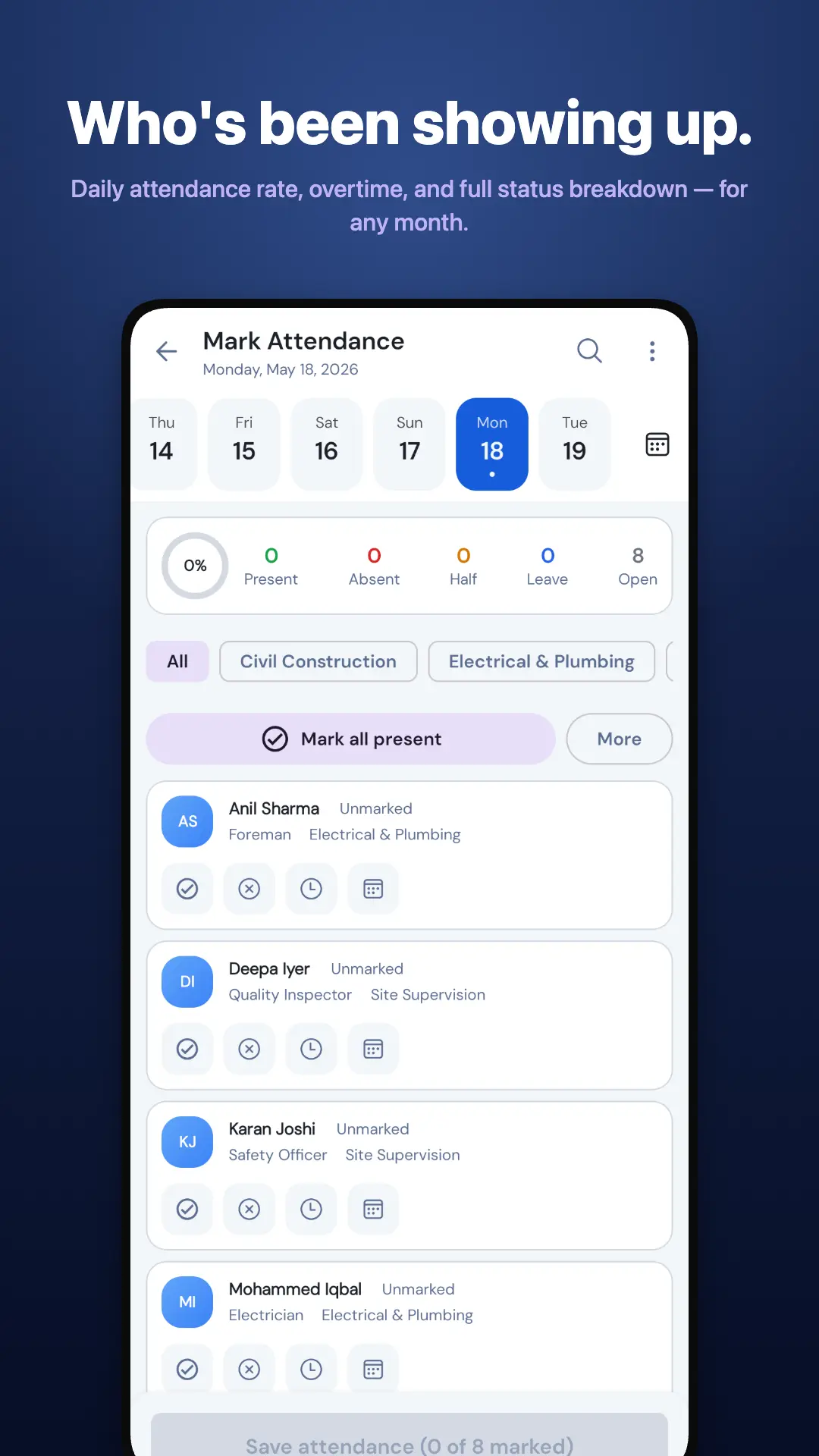 PipeLine — Attendance reports