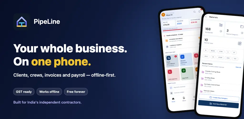 PipeLine — clients, crews, invoices and payroll in one offline-first app