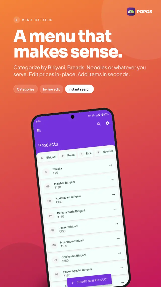 POPOS — Menu Catalog