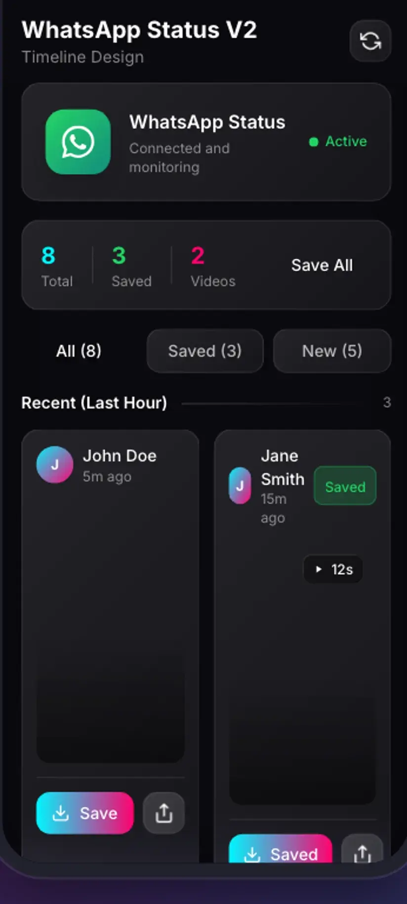 Savvy — the status and stories saver